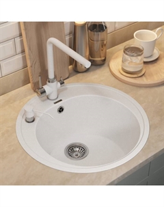 Кухонная мойка кварцевая Uperwood Quartz UPD-01, круглая, цвет 01 белая