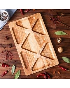 Блюдо сервировочное «Лабиринт», с разделочной доской, 40×25 см, массив ясеня Доброе дерево