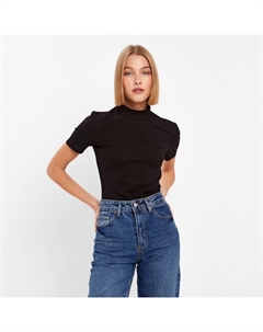 Футболка однотонная женская SLIM FIT: чёрная, размер 42 Minaku