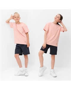 Костюм детский (футболка, шорты), бежевый/графит, рост 140 см Minaku