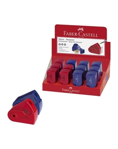 Точилка с контейнером Sleeve-мини, 1 отверстие, красный/синий Faber castell