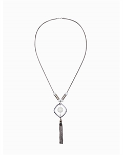 Кулон на цепочке «Круг», в ромбе, бело-серый, L=70 см Qf