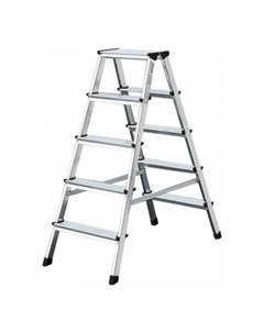 Стремянка MONTO DOPPLO, двухсторонняя, рабочая высота 2.86 м, 5 ступеней, черная Krause