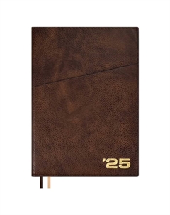 Ежедневник датированный 2025, A5+, 176 листов, ESCALADA, интегральная обложка из искусственной кожи, тиснение фольгой, ляссе, блок 80 г/м², коричневый Feniks