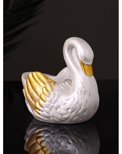 Кашпо гипс «Лебедь», 9×10×6 см, перламутр Хорошие сувениры