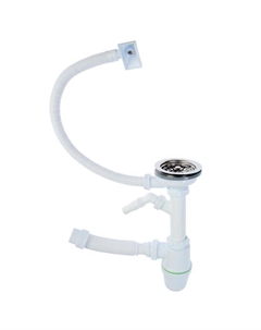 Сифон для мойки Akvater, 3 1/2", прямоуг. перелив, отвод для стир. машины, с гофрой 40/50 мм