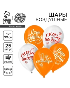 Воздушные шары латексные 12" «День знаний», 25 шт. Страна карнавалия