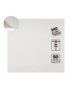 Картон переплётный 0.9 мм, 30×30, 50 листов, 540 г/м², белый Calligrata