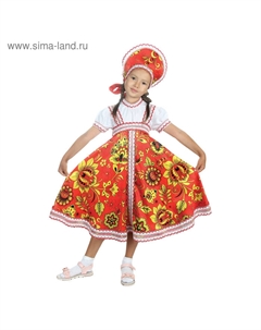 Русский народный костюм «Хохлома», платье, кокошник, цвет красный, р. 34, рост 134 см Страна карнавалия