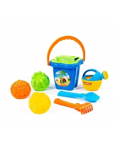 Набор игрушек для песочницы, 8 предметов: ведро, ситечко, совок, грабельки, лейка, формочки, МИКС Полесье