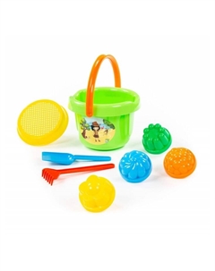Набор игрушек для песочницы, 8 предметов: ведро, ситечко, лопатка, грабельки, формочки, МИКС Полесье