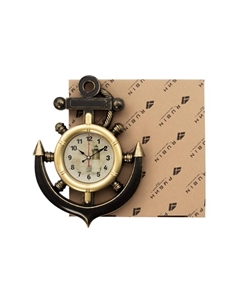 Часы настенные, интерьерные "Якорь", бесшумные, 38 х 28.5 см, d-12 см, цвет латунь Рубин