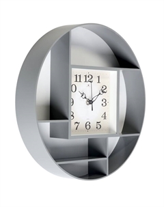 Часы настенные, интерьерные "Маганса", бесшумные, d-35 см, с полками, серые Рубин