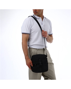 Сумка кросс-боди мужская, на молнии, 3 наружных кармана, 24×10×28 см, чёрная Textura