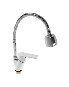 Смеситель для кухни Accoona A4864, однорычажный, гибкий излив, силумин, хром