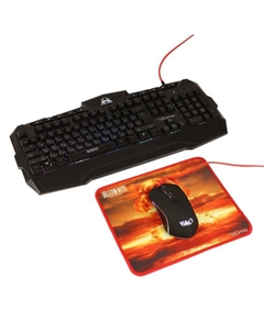 Игровой набор Qumo Wartime K51/M67 3 в 1, клавиатура+мышь+ковер, 3200 dpi
