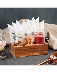 Подставка для приправ и зубочисток "Салфетница", 14 х 8 х 4 см, массив бука Доброе дерево