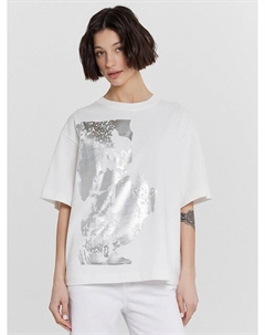 Футболка женская белая с серебристым дизайном Mark formelle