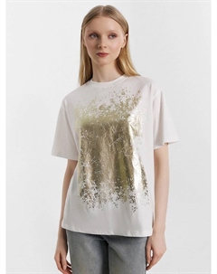 Футболка женская белая с золотистой отделкой Mark formelle