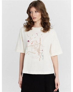 Футболка женская кремовая с принтом Mark formelle