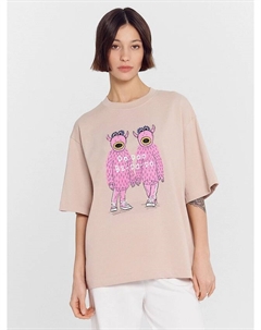 Футболка женская бежевая с принтом Mark formelle