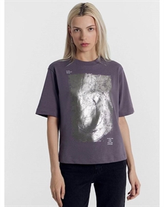 Футболка женская серая с печатью Mark formelle