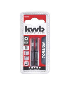 Бита TORSION, PZ1, 50 мм, сталь TQ60, 2 шт Kwb