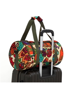 Сумка спортивная на молнии, 2 наружных кармана, длинный ремень, бежевая, оранжевая Lucky mark