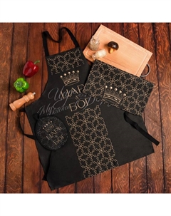 Кухонный набор (3 предмета) «Царь», фартук 70×60 см, прихватка 20×20 см, полотенце35×60 см Доляна