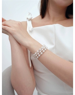 Браслет жемчуг «Пружинка», стразы, шар № 8, белый в серебре, L=6 см Qf