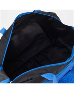 Сумка спортивная на молнии, без подкладки, 2 наружных кармана, средний размер, цвет чёрный/василёк Зфтс