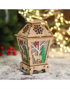 Светильник новогодний «Оленёнок в лесу, в фонарике» 10×16 см Зимнее волшебство