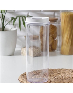 Банка пластиковая для сыпучих продуктов с мерной ложкой, 800 мл, 13,5×10×15 см, цвет МИКС Plast'art
