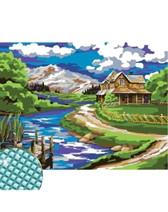 Алмазная мозаика с полным заполнением на подрамнике «Домик у реки», 30 х 40 см. Набор для творчества Школа талантов