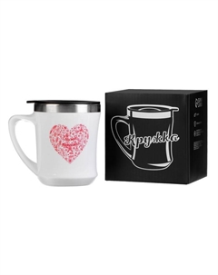 Термокружка, 350 мл, «Счастье в моментах», сохраняет тепло 3 ч, белая Сима-ленд