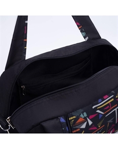 Сумка спортивная на молнии, наружный карман, длинный ремень, средний размер, цвет чёрный Зфтс