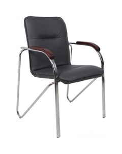 Офисный стул Samba Aks-1 (Pegasso темно-серый/подлокотники дерево темное) Akshome