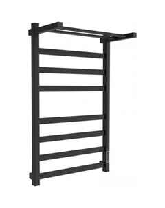 Полотенцесушитель Ferrum Вид 81/10 СНШ профильный Quadro (перекладины 30x10, полка+3+4) 80/50 Черный матовый, скрытого монтажа, таймер справа Маргроид