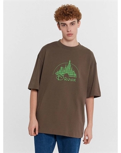 Футболка мужская коричневая с принтом "drunk" Mark formelle