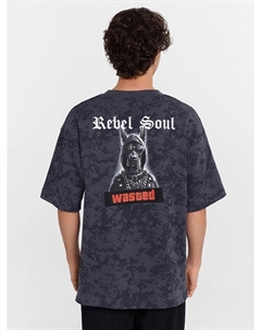 Футболка мужская серая с принтом и надписью "rebel soul" Mark formelle