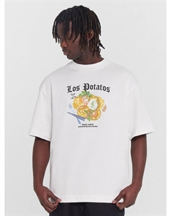 Футболка мужская белая с принтом и надписью "los potatos" Mark formelle