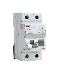 Дифференциальный автомат Averes DVA-6 2P 20А 100мА(C)6кА тип AC / rcbo6-1pn-20C-100-ac-av Ekf
