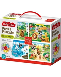 Развивающая игра Baby Toys First Puzzle 4 в 1. Кто где живет / 04362 Baby toys