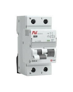 Дифференциальный автомат Averes DVA-6 2P 20А 30мА (B) 6кА тип AC / rcbo6-1pn-20B-30-ac-av Ekf
