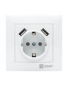 Розетка PROxima Валенсия / EWR16-028-10-2USB Ekf