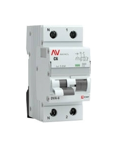 Дифференциальный автомат Averes DVA-6 2P 6А 30мА(C)6кА тип AC / rcbo6-1pn-6C-30-ac-av Ekf