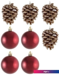 Елочная игрушка Шары и шишки SYQB-0119230 005763 (бордовый) Волшебная страна