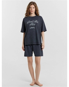 Комплект женский домашний с принтом и надписью "don't be nice" Mark formelle