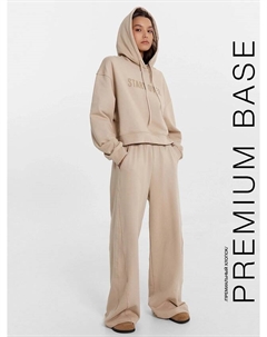 Комплект женский (худи, брюки) пыльно-бежевый с печатью Mark formelle