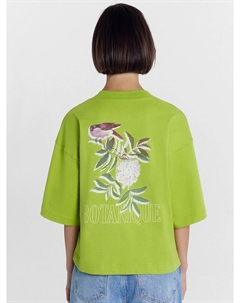 Футболка женская зеленая с печатью в виде птицы и ягод Mark formelle